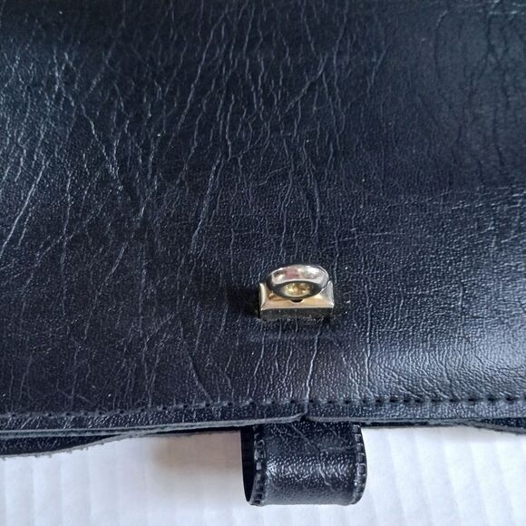 Rare Vintage Ring Shoulder Bag Suede Vinyl Adjustable Strap Brown Black - Picture 13 of 16